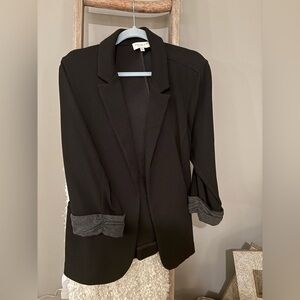 Skies Are Blue Black Blazer with Gray Cuffs
